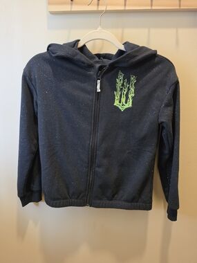Carter's Wicked Black Glitter Zip Hoodie with Neon Green Graphic